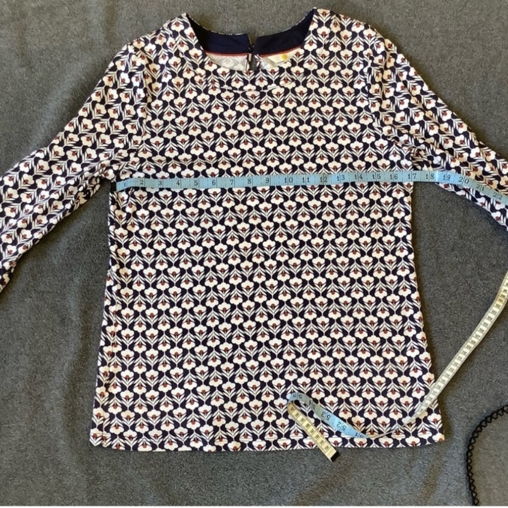 Boden Geometric Patterned Top - Navy, Red and White, 6